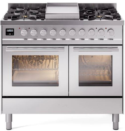 ILVE Professional Plus II 40-Inch Freestanding Dual Fuel Range with 6 Sealed Burner in Stainless Steel (UPD40FWMPSS)