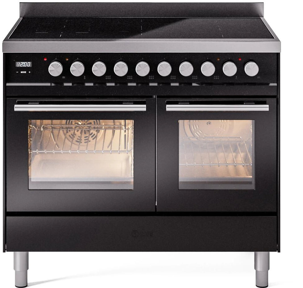 ILVE Professional Plus II 40-Inch Induction Range in Glossy Black (UPDI406WMPBK)