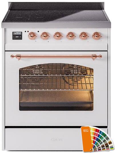 ILVE Nostalgie II 30-Inch Freestanding Electric Induction Range in Custom RAL with Copper Trim (UPI304NMPRAP)