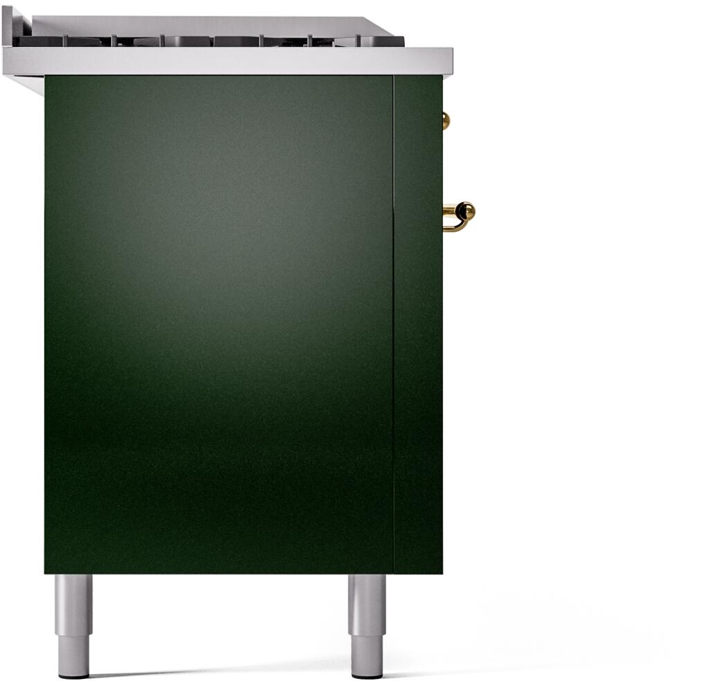 ILVE Nostalgie II 60-Inch Dual Fuel Freestanding Range in Emerald Green with Brass Trim (UP60FSNMPEGG)