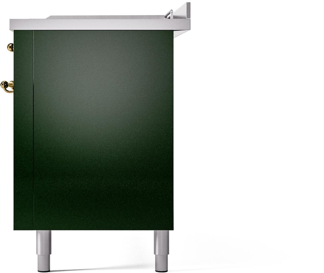 ILVE Nostalgie II 60-Inch Dual Fuel Freestanding Range in Emerald Green with Brass Trim (UP60FSNMPEGG)