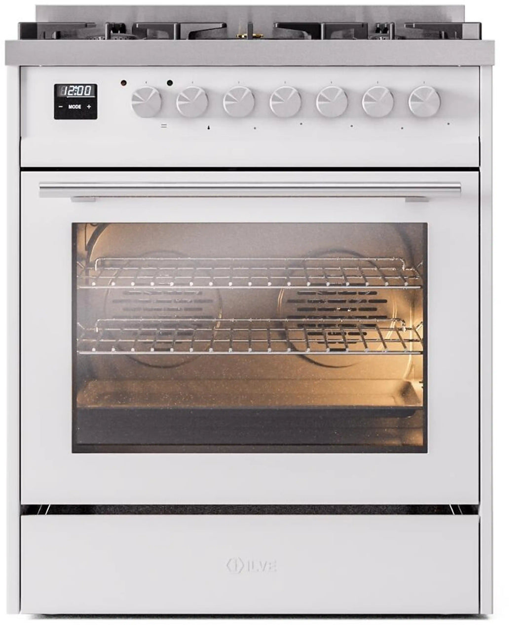 ILVE Professional Plus II 30-Inch Freestanding Dual Fuel Range with 5 Sealed Burner in White (UP30WMPWH)