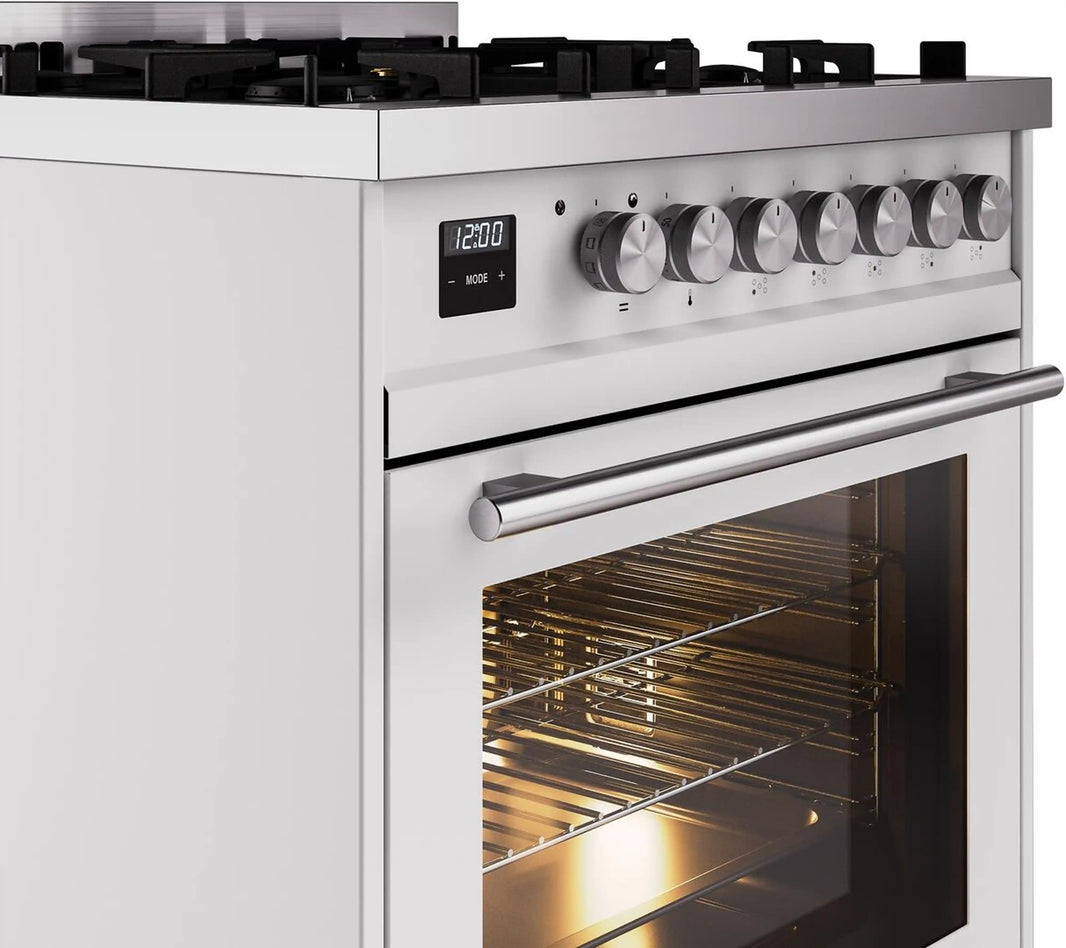 ILVE Professional Plus II 30-Inch Freestanding Dual Fuel Range with 5 Sealed Burner in White (UP30WMPWH)