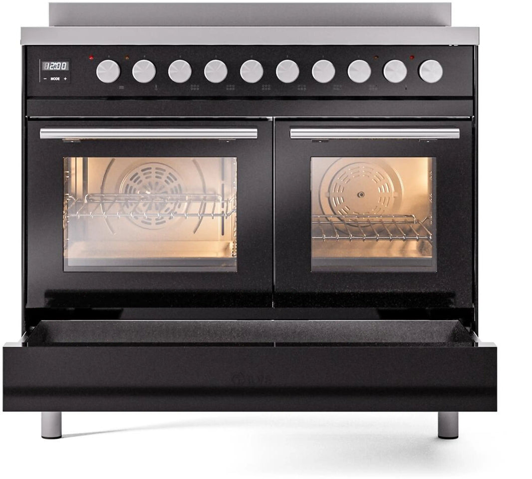 ILVE Professional Plus II 40-Inch Induction Range in Glossy Black (UPDI406WMPBK)