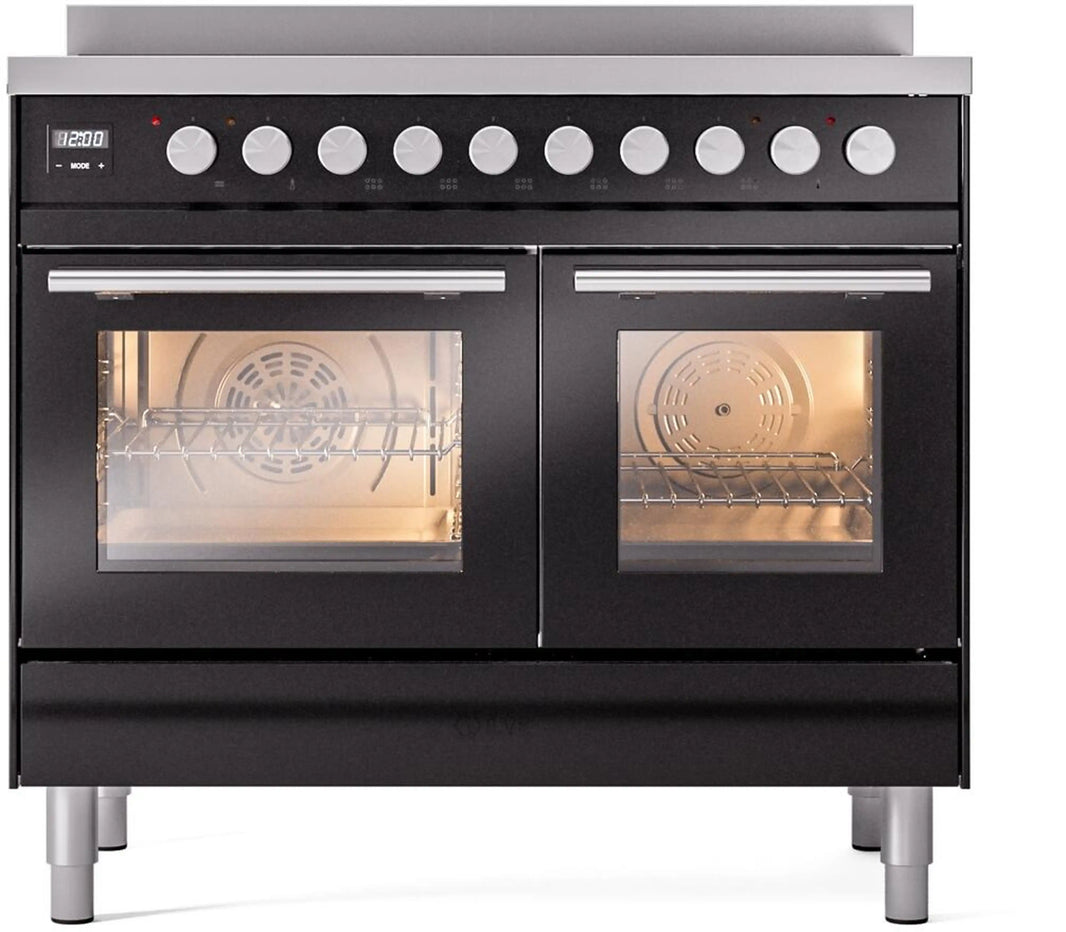 ILVE Professional Plus II 40-Inch Induction Range in Glossy Black (UPDI406WMPBK)