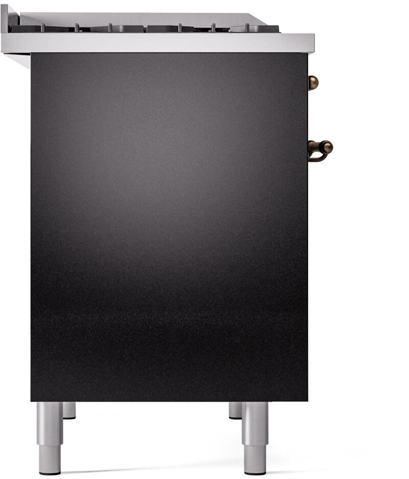 ILVE Nostalgie II 40-Inch Dual Fuel Freestanding Range in Glossy Black with Bronze Trim (UPD40FNMPBKB)