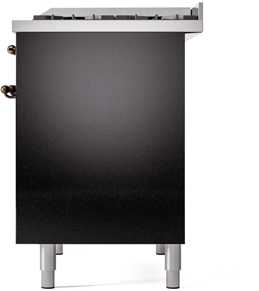 ILVE Nostalgie II 40-Inch Dual Fuel Freestanding Range in Glossy Black with Bronze Trim (UPD40FNMPBKB)