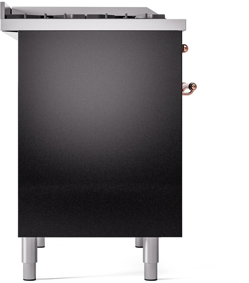 ILVE Nostalgie II 40-Inch Dual Fuel Freestanding Range in Glossy Black with Copper Trim (UPD40FNMPBKP)