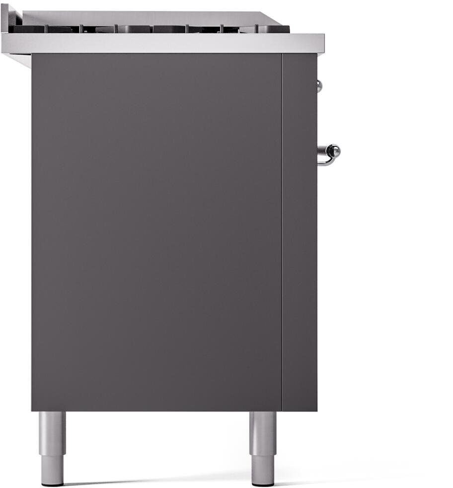 ILVE Nostalgie II 60-Inch Dual Fuel Freestanding Range in Matte Graphite with Chrome Trim (UP60FSNMPMGC)