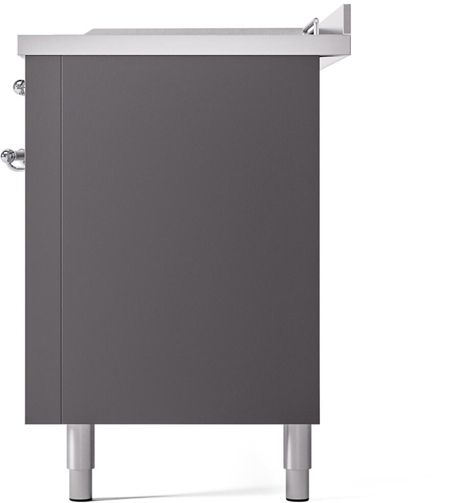 ILVE Nostalgie II 60-Inch Dual Fuel Freestanding Range in Matte Graphite with Chrome Trim (UP60FSNMPMGC)