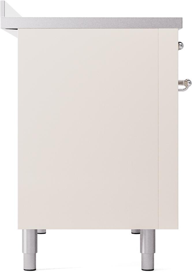 ILVE Nostalgie II 48-Inch Freestanding Electric Induction Range in Antique White with Chrome Trim (UPI486NMPAWC)