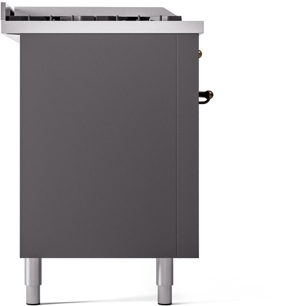 ILVE Nostalgie II 60-Inch Dual Fuel Freestanding Range in Matte Graphite with Bronze Trim (UP60FSNMPMGB)