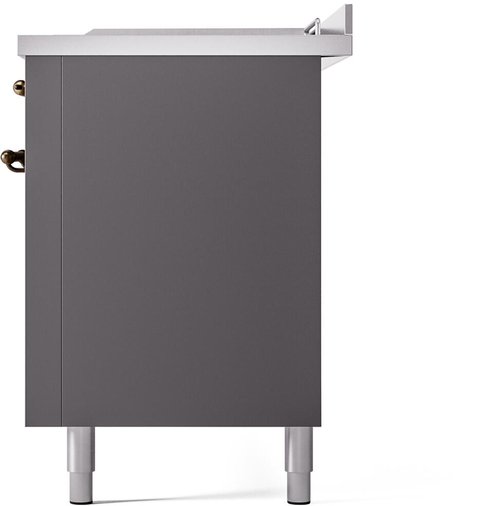 ILVE Nostalgie II 60-Inch Dual Fuel Freestanding Range in Matte Graphite with Bronze Trim (UP60FSNMPMGB)