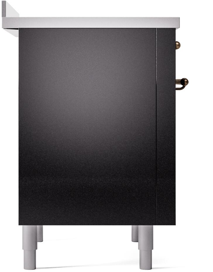 ILVE Nostalgie II 36-Inch Freestanding Electric Induction Range in Glossy Black with Bronze Trim (UPI366NMPBKB)