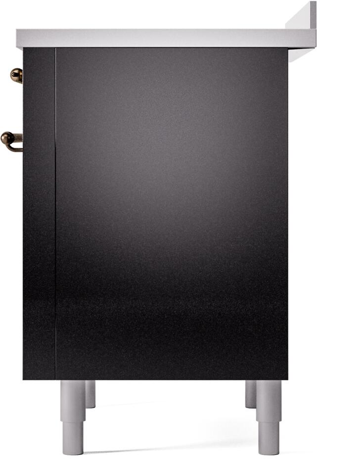 ILVE Nostalgie II 36-Inch Freestanding Electric Induction Range in Glossy Black with Bronze Trim (UPI366NMPBKB)