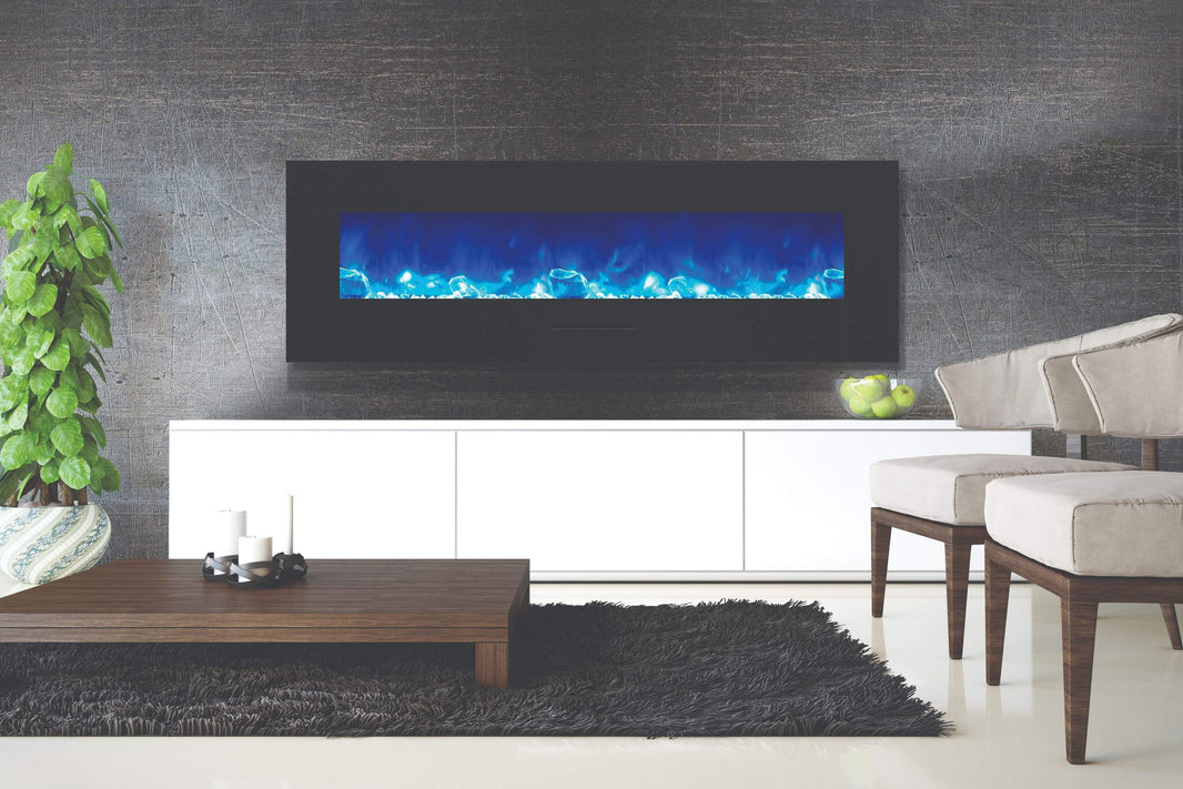 Amantii 50" Glass Front Flush/Wall Mount Electric Fireplace WM-FM-50-BG-NOLOG