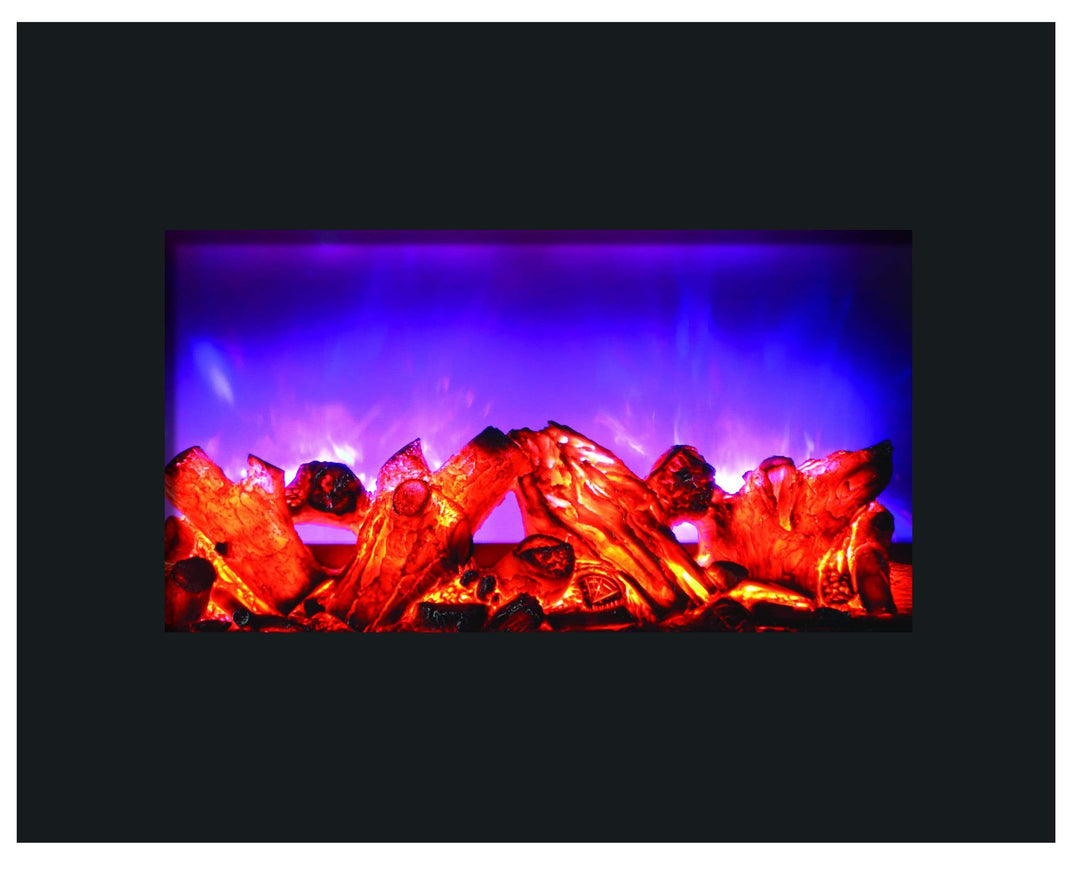 Amantii Zero Clearance 26" Electric Fireplace ZECL-26-2923-BG with 29" x 23" Black Glass Surround