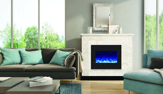 Amantii Zero Clearance 26" Electric Fireplace ZECL-26-2923-BG with 29" x 23" Black Glass Surround