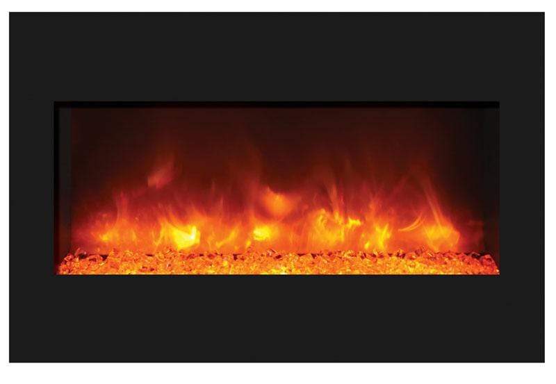 Amantii Zero Clearance 33" Electric Fireplace ZECL-33-3624-BG with 36" x 24" Black Glass Surround