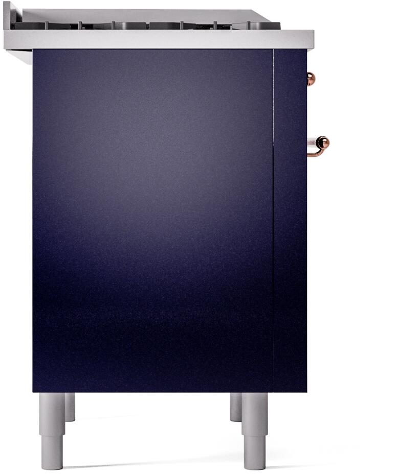 ILVE Nostalgie II 36-Inch Dual Fuel Freestanding Range in Midnight Blue with Copper Trim (UP36FNMPMBP)