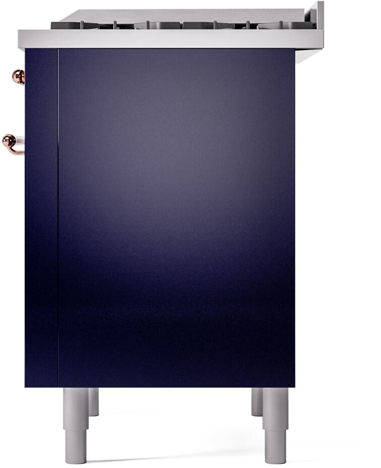 ILVE Nostalgie II 36-Inch Dual Fuel Freestanding Range in Midnight Blue with Copper Trim (UP36FNMPMBP)