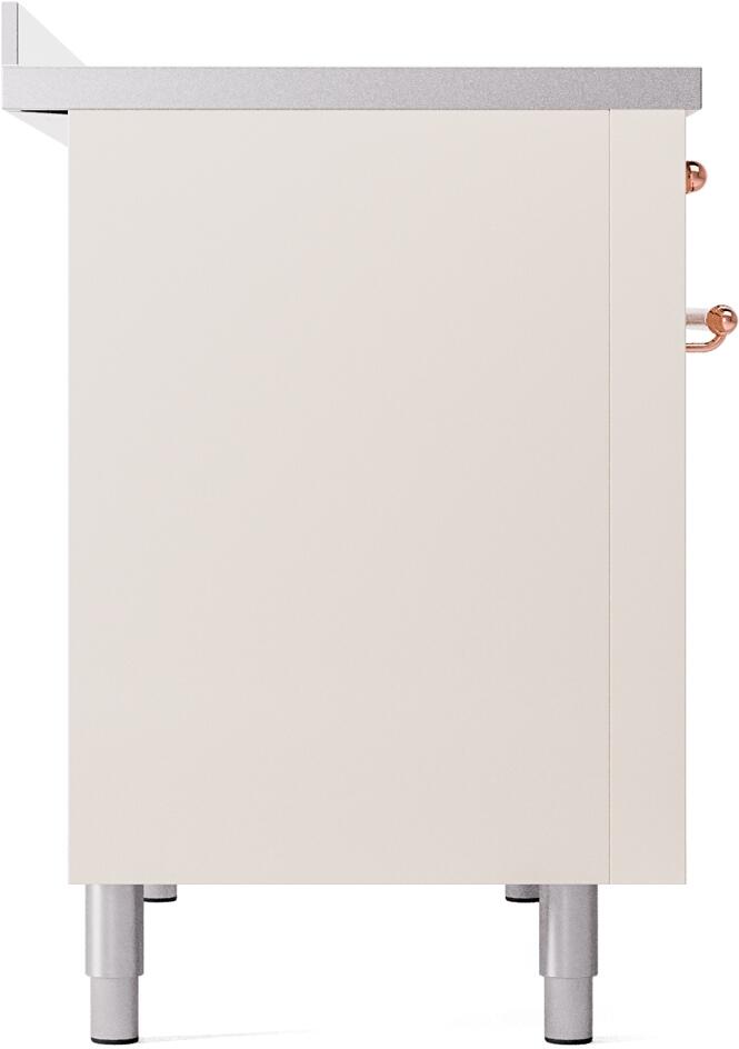 ILVE Nostalgie II 48-Inch Freestanding Electric Induction Range in Antique White with Copper Trim (UPI486NMPAWP)