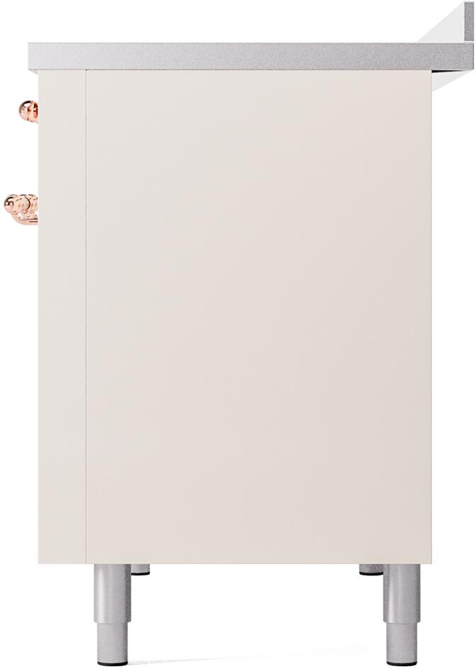 ILVE Nostalgie II 48-Inch Freestanding Electric Induction Range in Antique White with Copper Trim (UPI486NMPAWP)