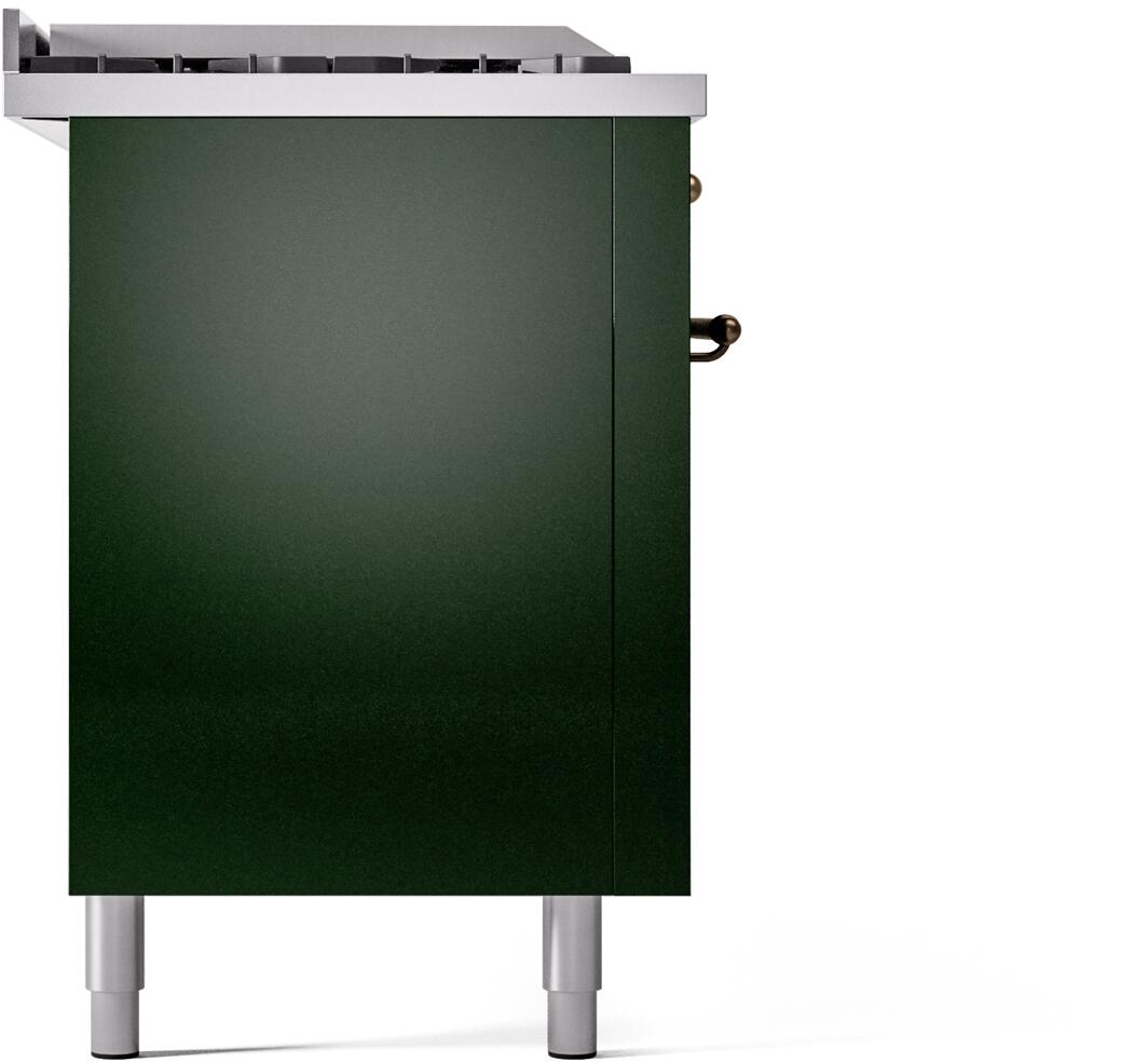 ILVE Nostalgie II 60-Inch Dual Fuel Freestanding Range in Emerald Green with Bronze Trim (UP60FSNMPEGB)