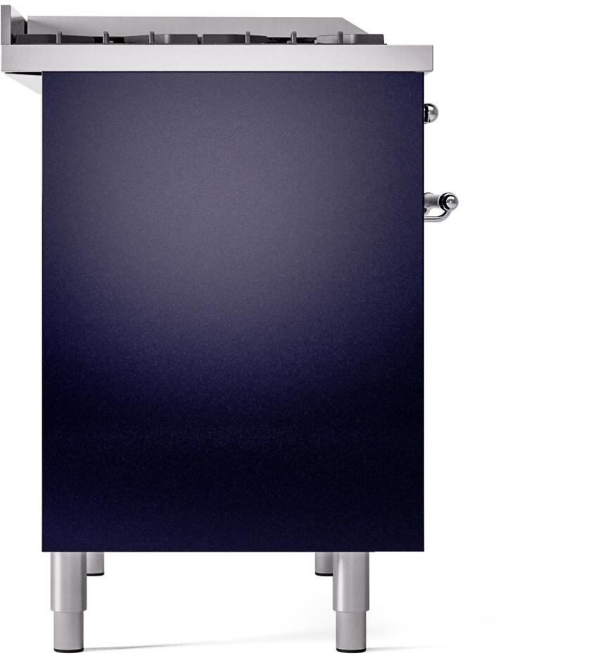 ILVE Nostalgie II 40-Inch Dual Fuel Freestanding Range in Midnight Blue with Chrome Trim (UPD40FNMPMBC)