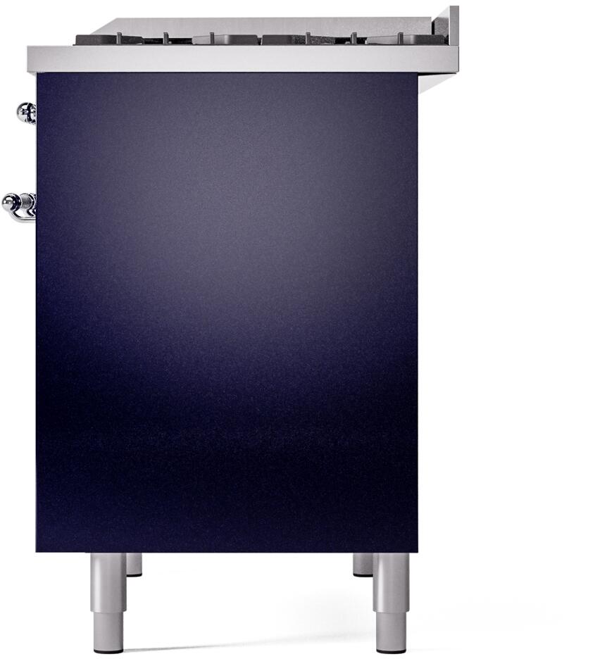 ILVE Nostalgie II 40-Inch Dual Fuel Freestanding Range in Midnight Blue with Chrome Trim (UPD40FNMPMBC)