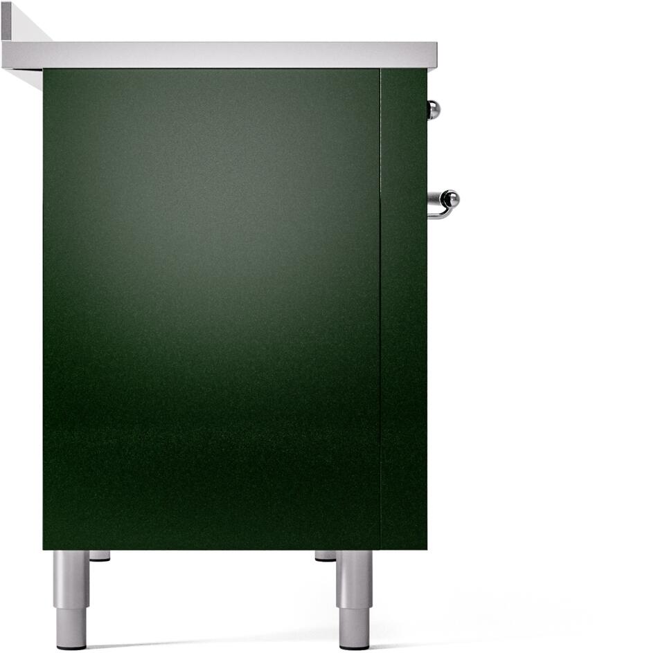 ILVE Nostalgie II 48-Inch Freestanding Electric Induction Range in Emerald Green with Chrome Trim (UPI486NMPEGC)