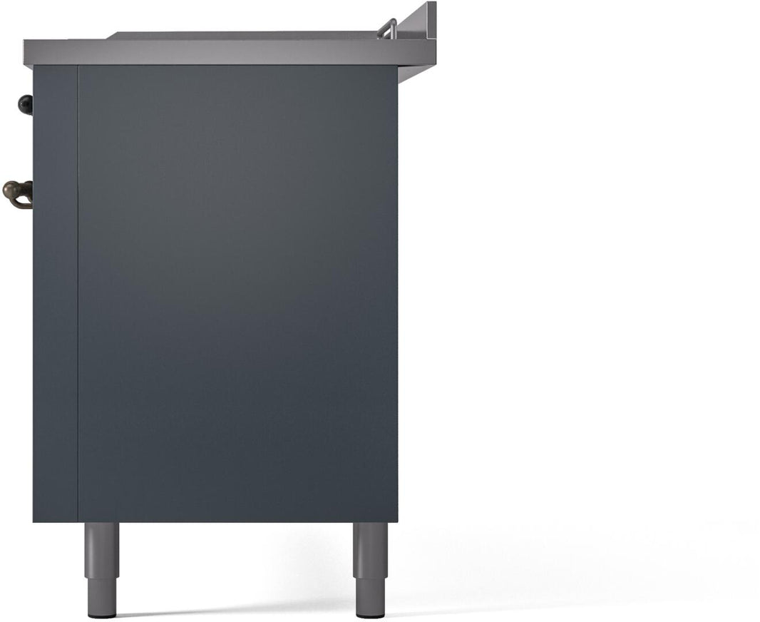 ILVE Nostalgie II 60-Inch Dual Fuel Freestanding Range in Blue Grey with Bronze Trim (UP60FSNMPBGB)