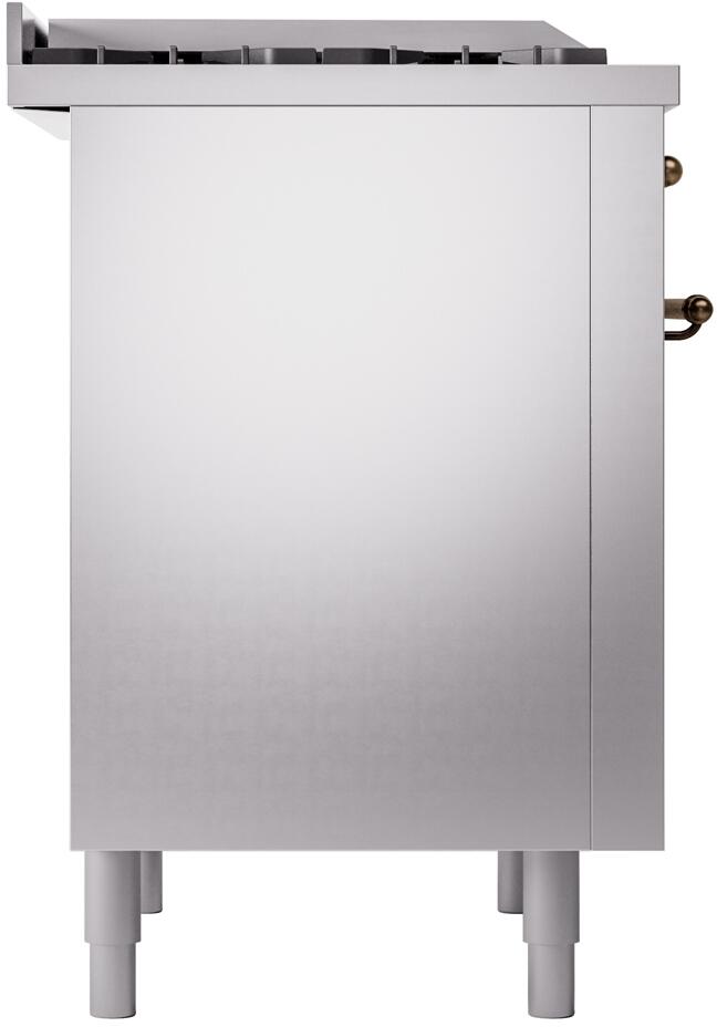 ILVE Nostalgie II 36-Inch Dual Fuel Freestanding Range in Stainless Steel with Bronze Trim (UP36FNMPSSB)