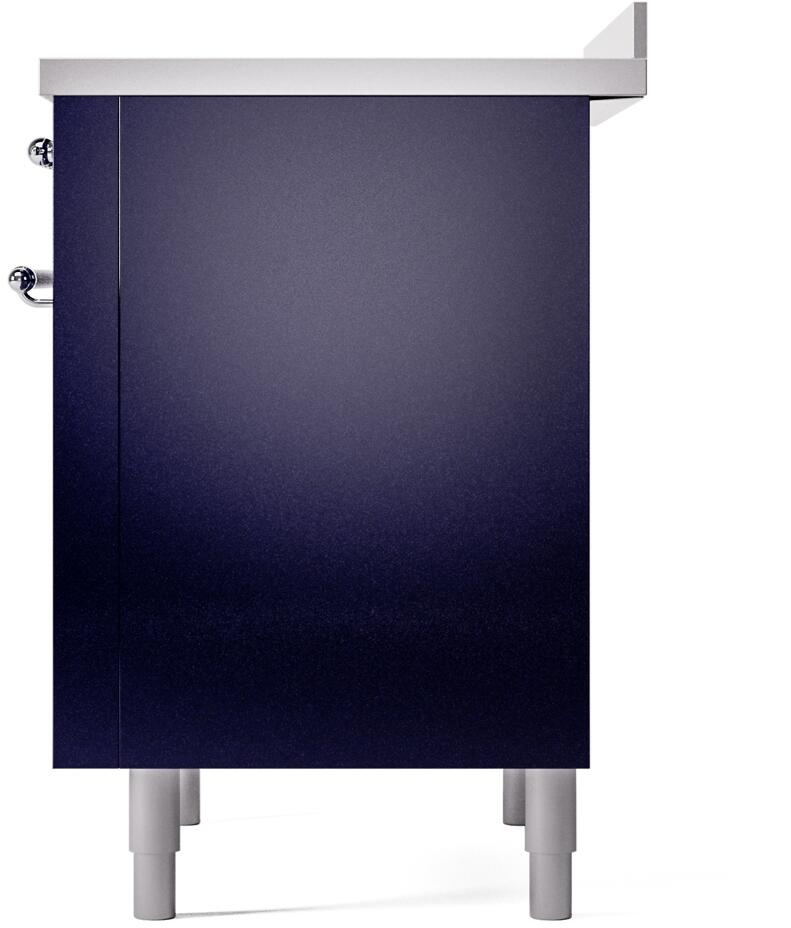 ILVE Nostalgie II 36-Inch Freestanding Electric Induction Range in Midnight Blue with Chrome Trim (UPI366NMPMBC)