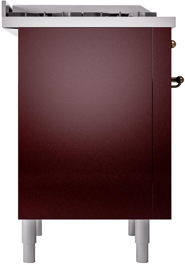 ILVE Nostalgie II 36-Inch Dual Fuel Freestanding Range in Burgundy with Bronze Trim (UP36FNMPBUB)