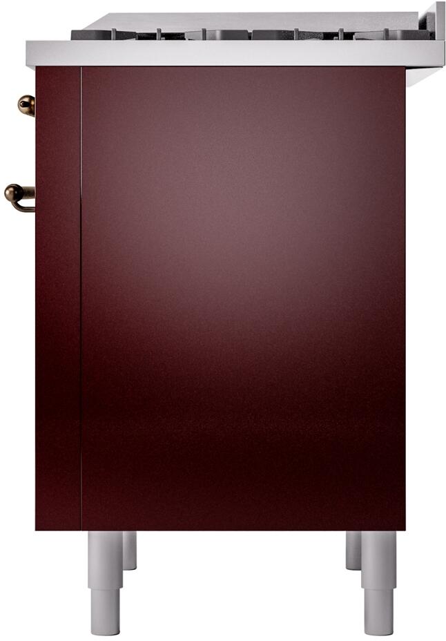 ILVE Nostalgie II 36-Inch Dual Fuel Freestanding Range in Burgundy with Bronze Trim (UP36FNMPBUB)