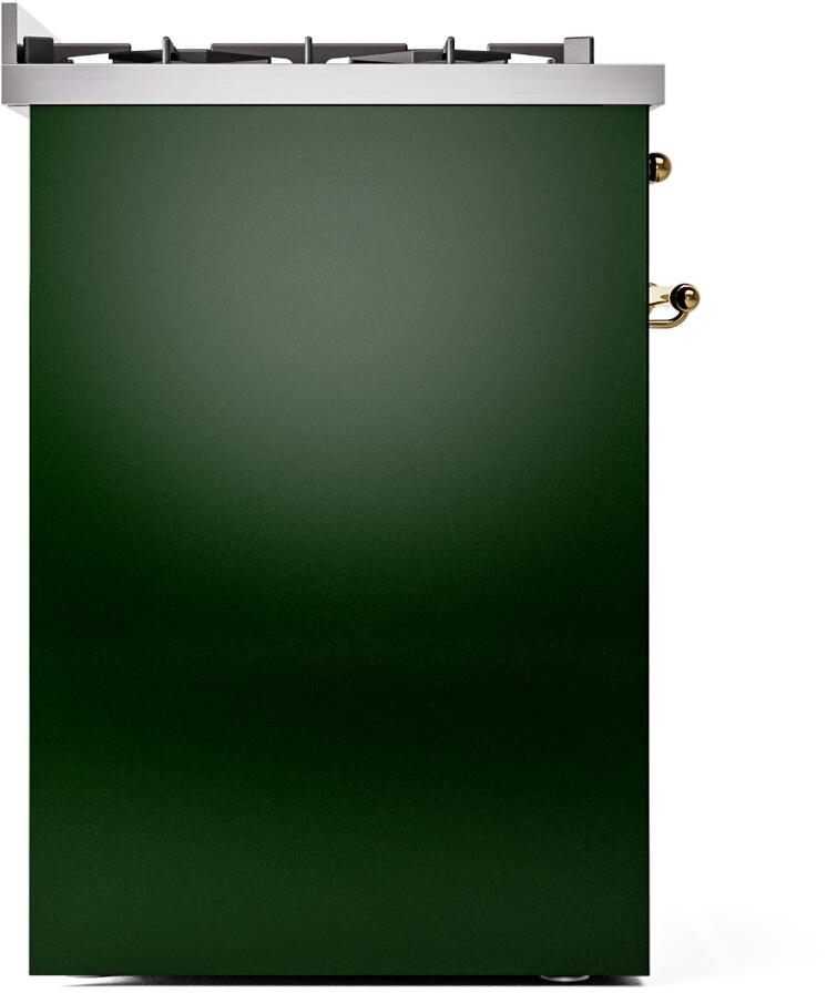 ILVE Nostalgie II 30-Inch Dual Fuel Freestanding Range in Emerald Green with Brass Trim (UP30NMPEGG)