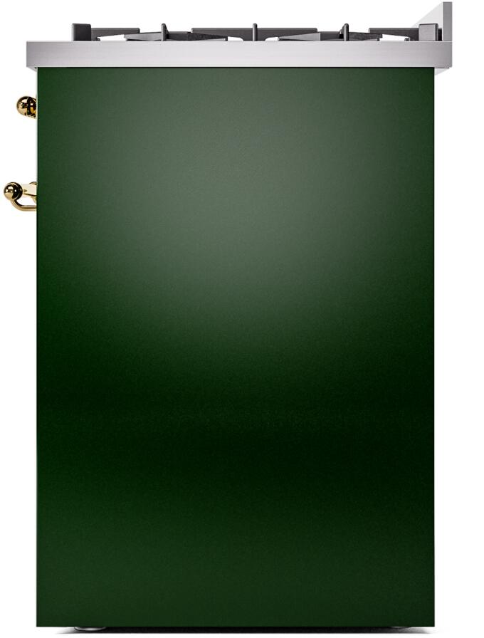 ILVE Nostalgie II 30-Inch Dual Fuel Freestanding Range in Emerald Green with Brass Trim (UP30NMPEGG)