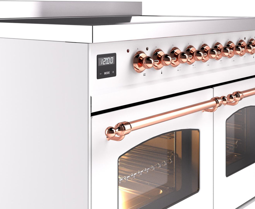 ILVE Nostalgie II 40-Inch Freestanding Electric Induction Range in White with Copper Trim (UPDI406NMPWHP)