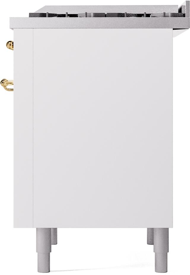 ILVE Nostalgie II 36-Inch Dual Fuel Freestanding Range in White with Brass Trim (UP36FNMPWHG)