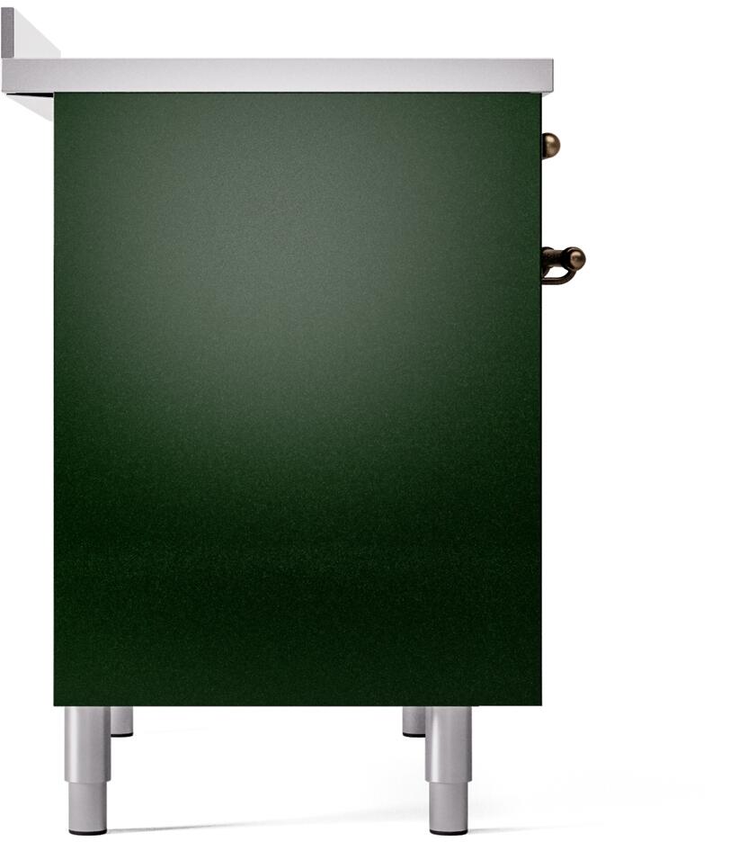 ILVE Nostalgie II 40-Inch Freestanding Electric Induction Range in Emerald Green with Bronze Trim (UPDI406NMPEGB)