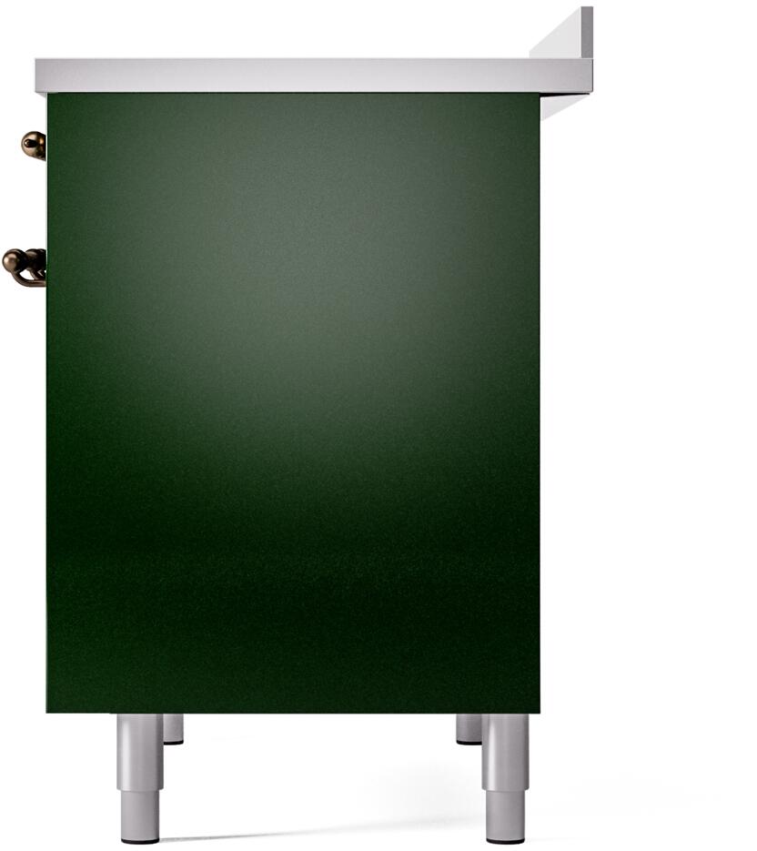 ILVE Nostalgie II 40-Inch Freestanding Electric Induction Range in Emerald Green with Bronze Trim (UPDI406NMPEGB)