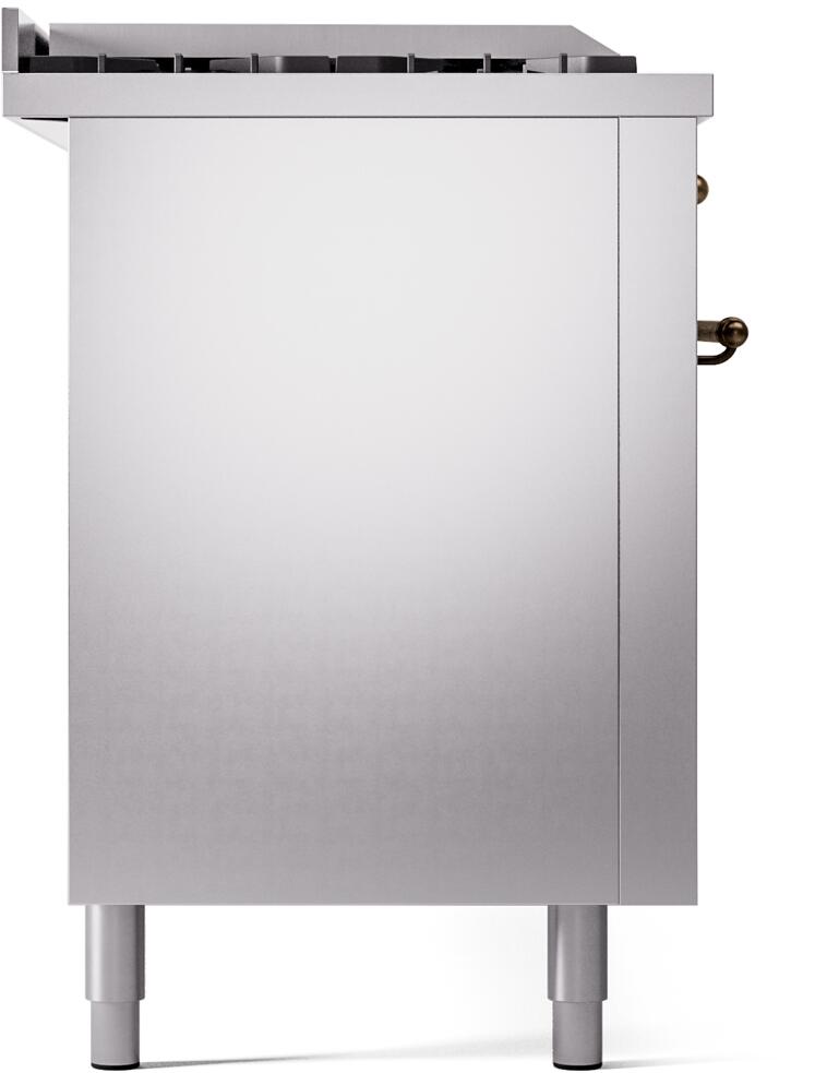 ILVE Nostalgie II 60-Inch Dual Fuel Freestanding Range in Stainless Steel with Bronze Trim (UP60FSNMPSSB)