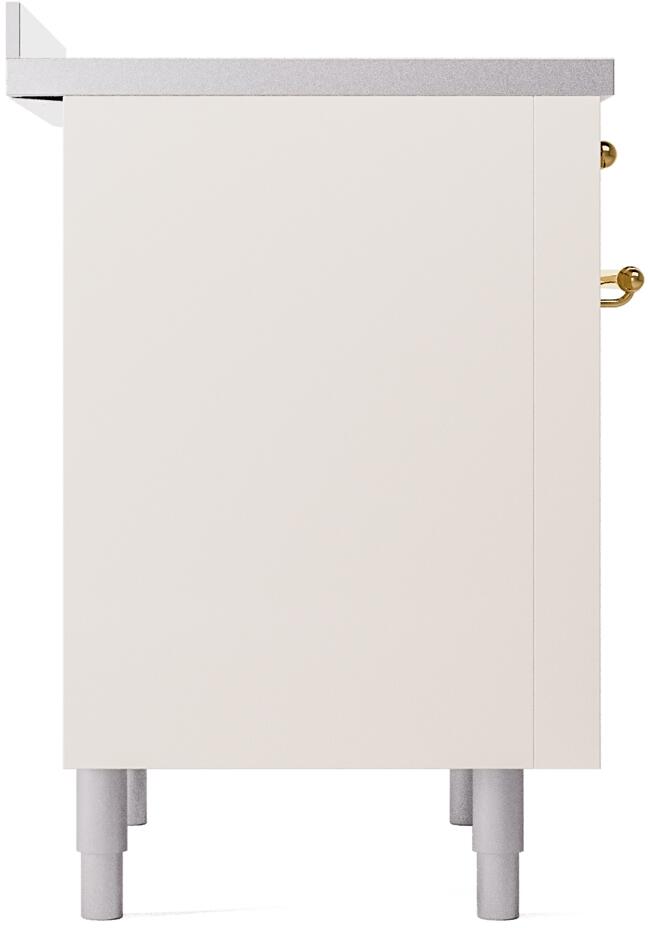 ILVE Nostalgie II 36-Inch Freestanding Electric Induction Range in Antique White with Brass Trim (UPI366NMPAWG)