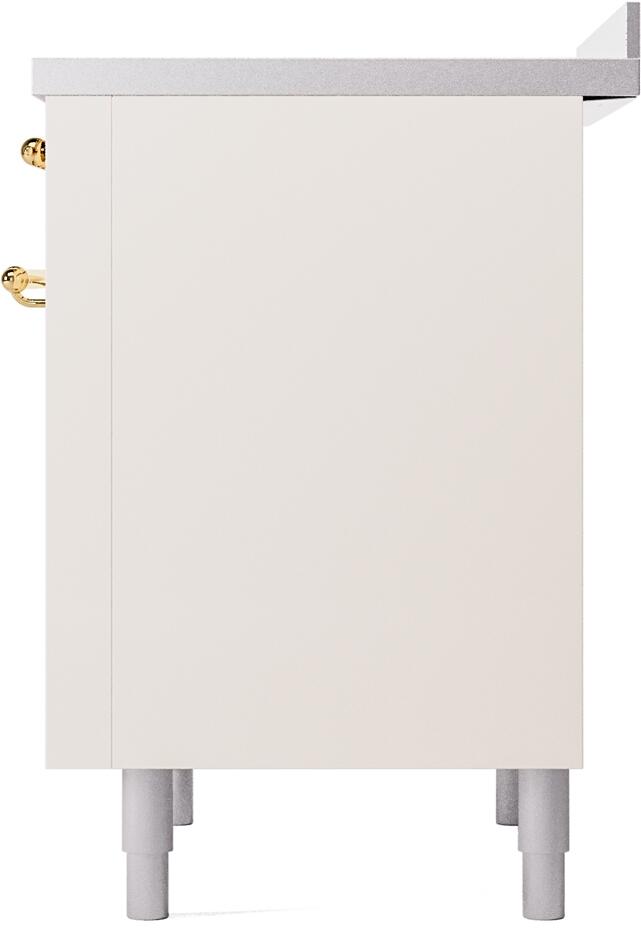 ILVE Nostalgie II 36-Inch Freestanding Electric Induction Range in Antique White with Brass Trim (UPI366NMPAWG)