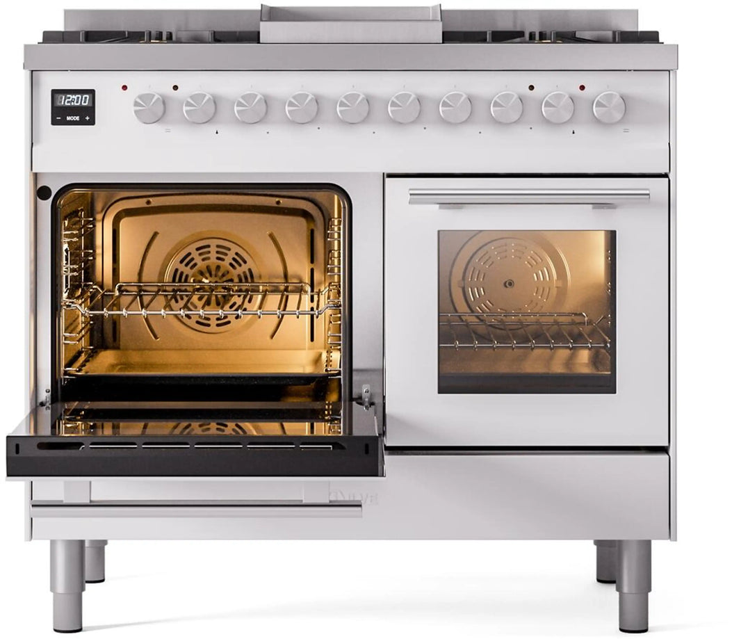 ILVE Professional Plus II 40-Inch Freestanding Dual Fuel Range with 6 Sealed Burner in White (UPD40FWMPWH)