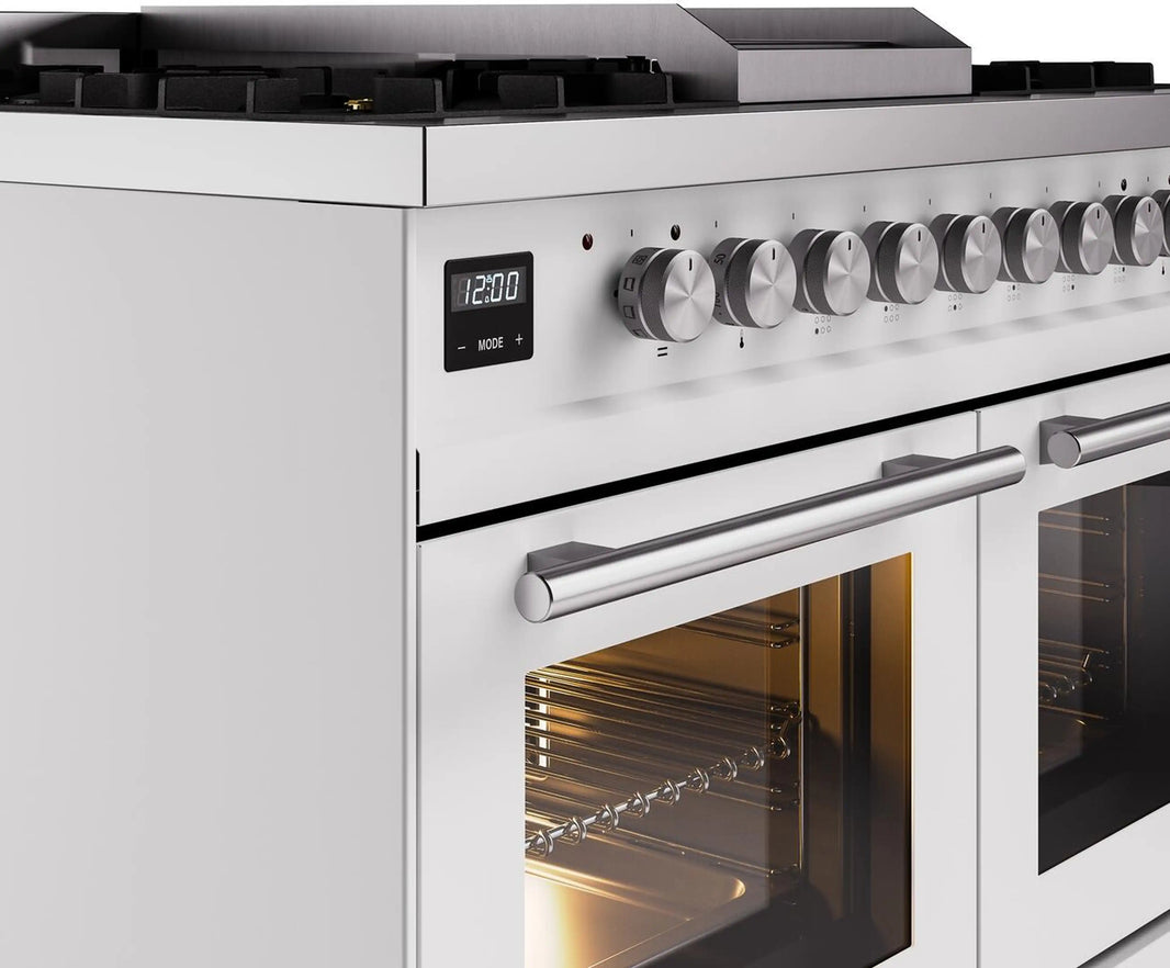 ILVE Professional Plus II 40-Inch Freestanding Dual Fuel Range with 6 Sealed Burner in White (UPD40FWMPWH)