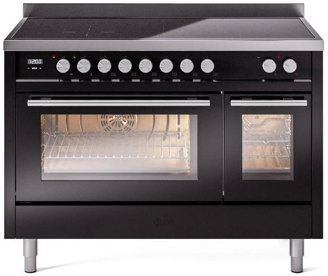 ILVE Professional Plus II 48-Inch Induction Range in Glossy Black (UPI486WMPBK)