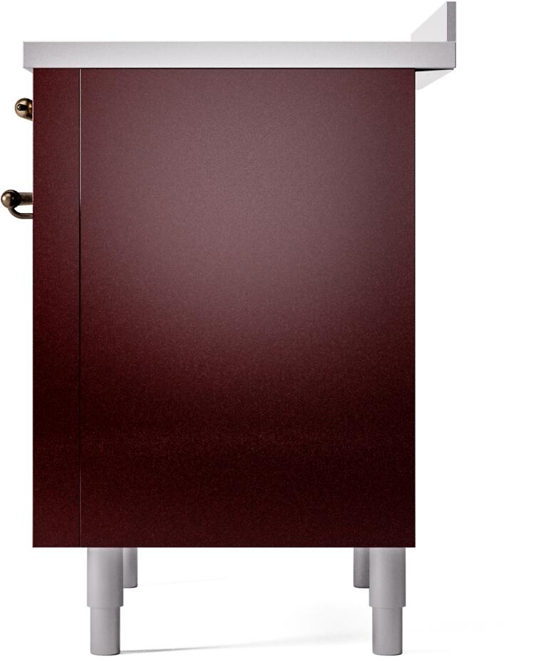 ILVE Nostalgie II 36-Inch Freestanding Electric Induction Range in Burgundy with Bronze Trim (UPI366NMPBUB)