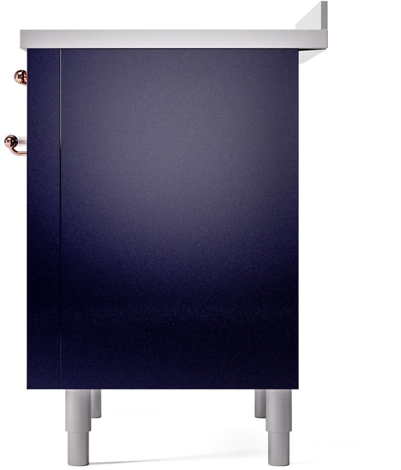 ILVE Nostalgie II 36-Inch Freestanding Electric Induction Range in Midnight Blue with Copper Trim (UPI366NMPMBP)